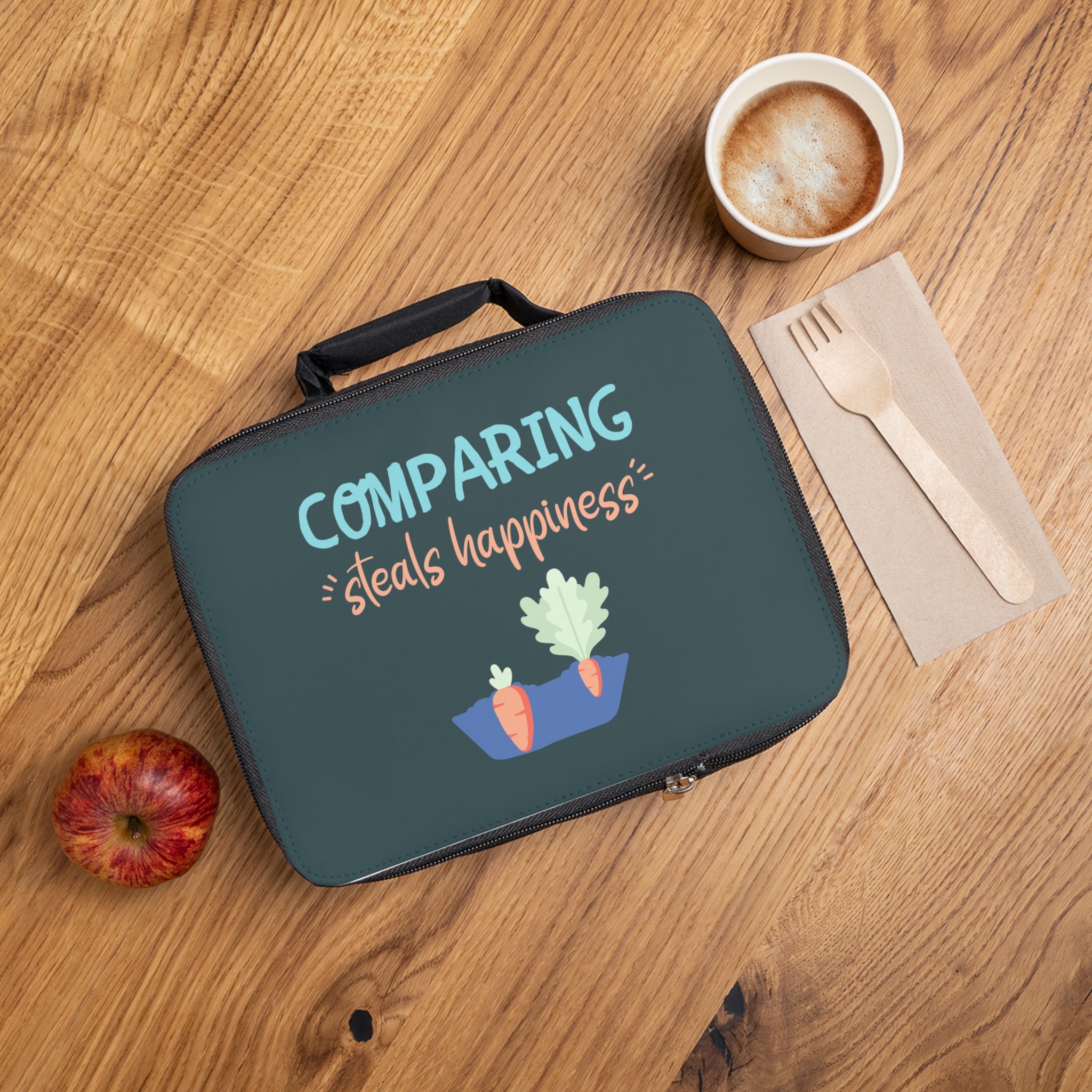 Lunch Bag – "Comparing Steals Happiness" Inspirational Kids Bento Lunch Tote