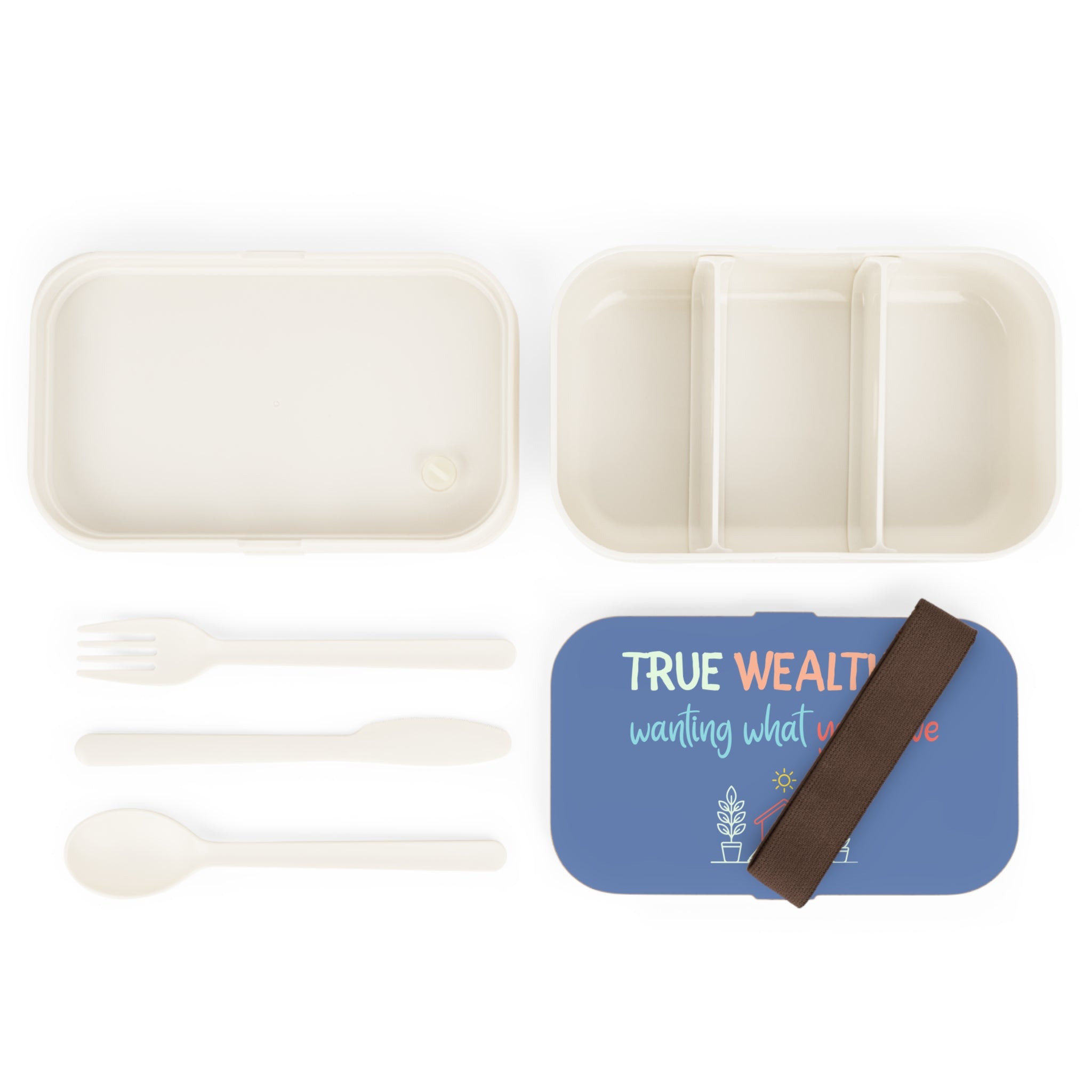 Bento Lunch Box — "True Wealth Is Wanting What You Have" Inspirational Meal Container